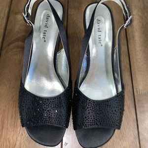 David Tate Sparkle Black Heels size 10